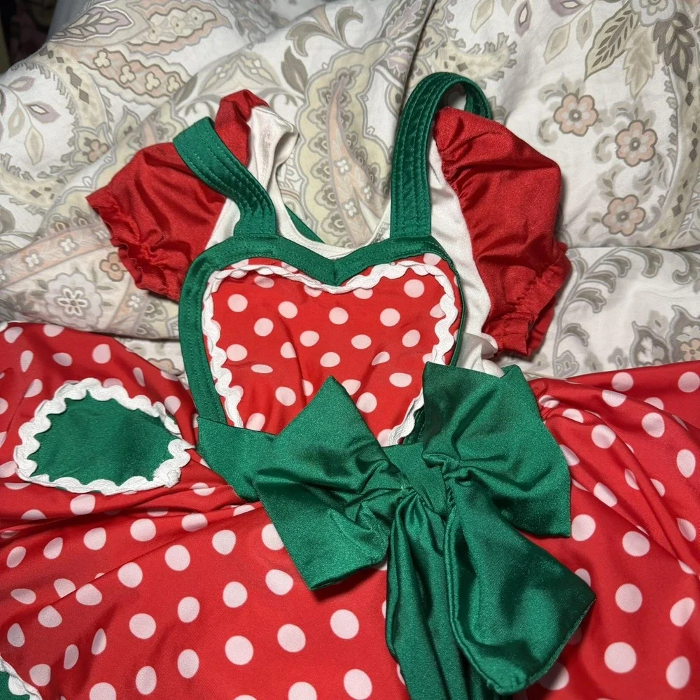 Girls Candy Cane poke dots Weissman Holiday Christmas Santa Elf Costume